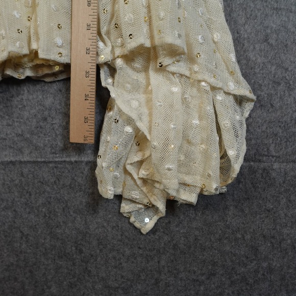 Anthropologie Dress Womens 2 Mini Sheer Leifnotes Dot Gleam Ivory Coquette - Picture 11 of 12